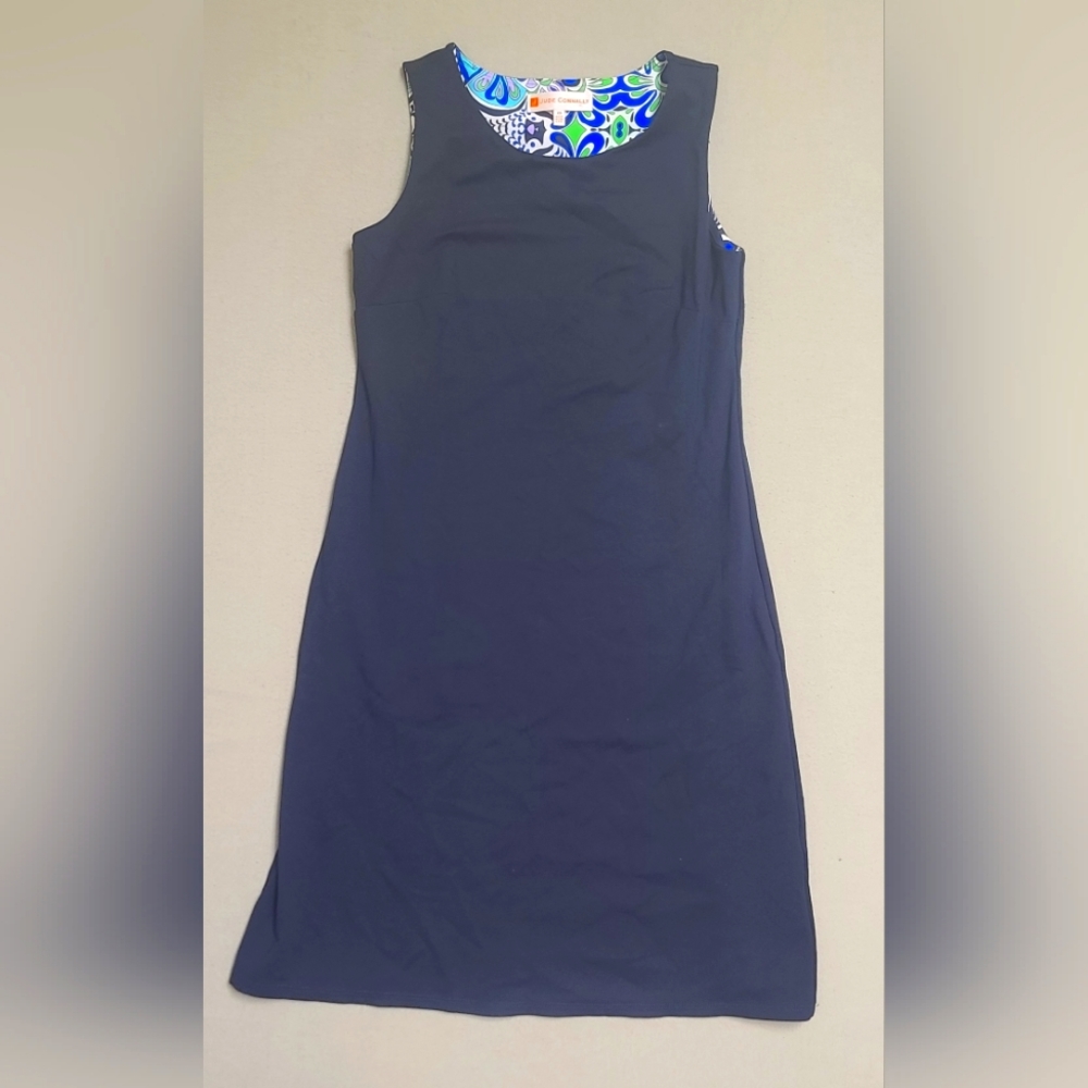 Jude Connally Women's Shift Dress Size XS Navy Blue Round Neck Classic